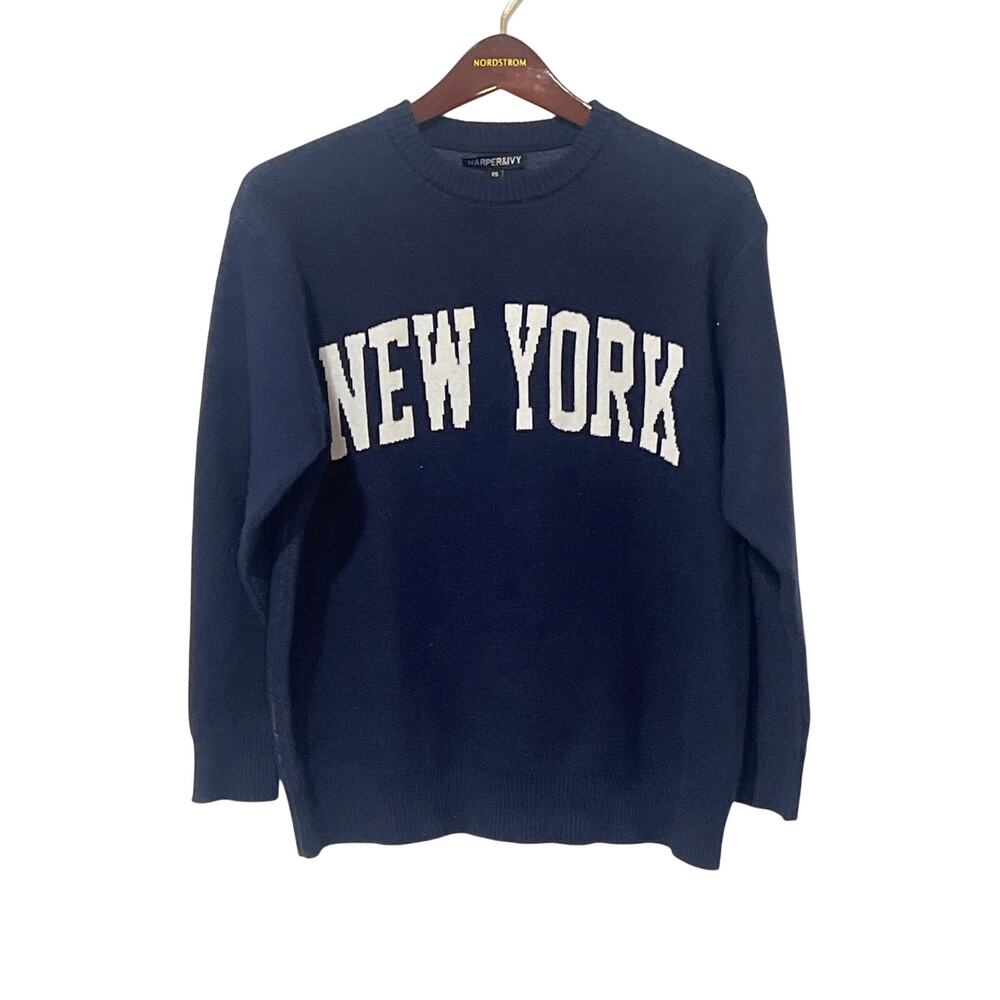 Harper & Ivy, Navy Blue Sweater, New York, Size XS, 1517F